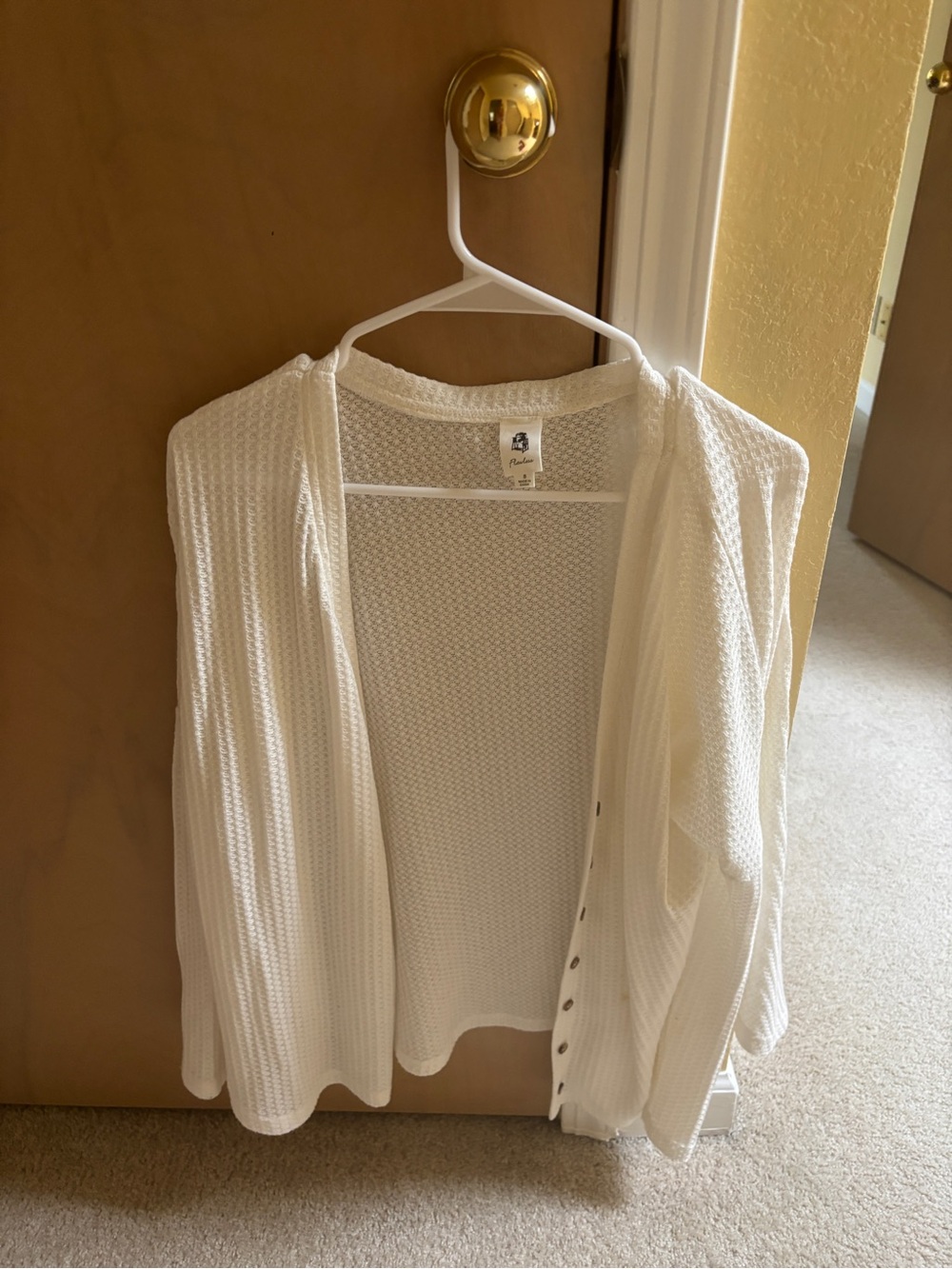 Lush White Open-Front Knit Cardigan